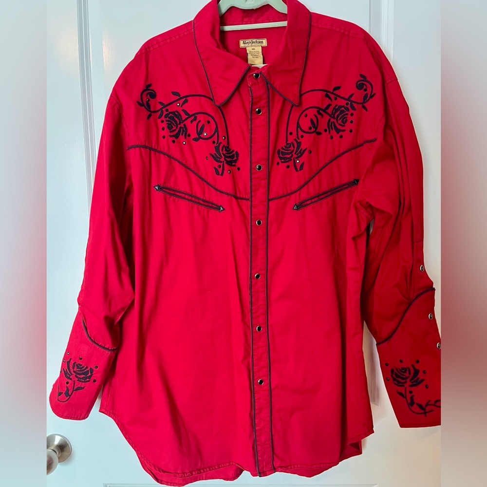 Alan Jackson Red Western Casual Shirt